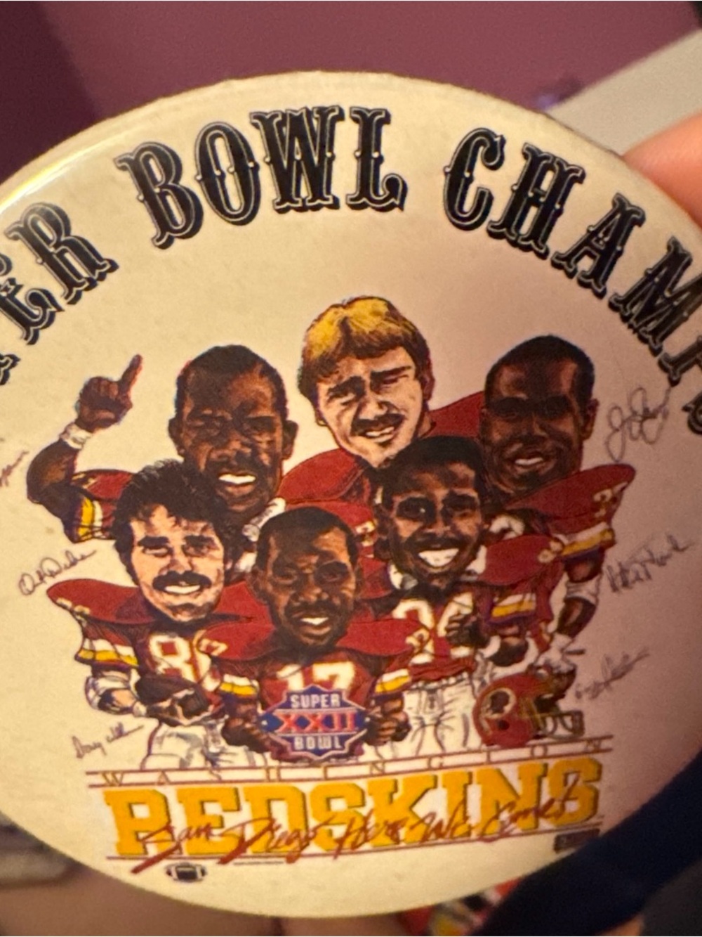 Vintage 1987 Washington Redskins Super Bowl Champs XXII Pinback Button